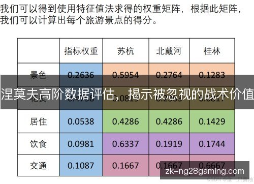 涅莫夫高阶数据评估,揭示被忽视的战术价值 涅莫夫高阶数据评估,揭示被忽视的战术价值